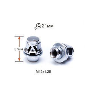Гайка колесная ALFARRO A723844 M12х1,25х37мм Прессшайба (Nissan, Infiniti) Закрытая Хром Ключ 21
