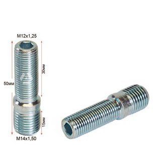 Колесная шпилька резьбовая ALFARRO APRDB50 M14X1,50/М12х1,25X50мм Цинк вход М14х1,50 выход М12х1,25