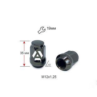Гайка колісна ALFARRO A801444 GB М12х1, 25х35мм Конус(Matiz, Nissan, Niva, Subaru, Suzuki) закрита Темно-сірий Ключ19