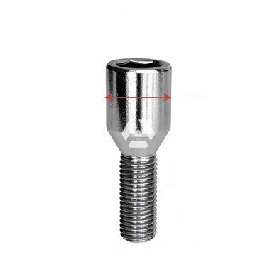 Болт колесный ALFARRO А275110 M12X1,5X28 Хром Конус, Dголовы=20мм, внутр. шестигранник 12мм